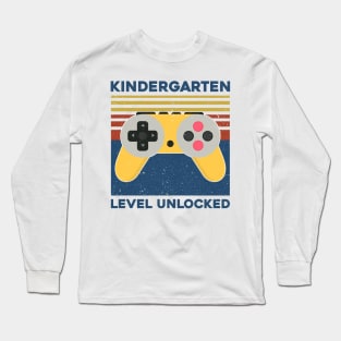 Kids Kindergarten Level Unlocked Back To School Video Gamer Long Sleeve T-Shirt